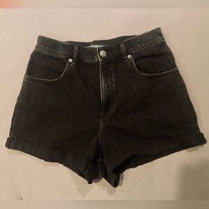 EXPRESS Mom Shorts Shortie Super High Rise Black Wash Stretch Denim